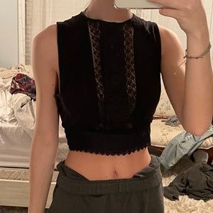 SOLD!!!!! Black Free People Lace Detail Top